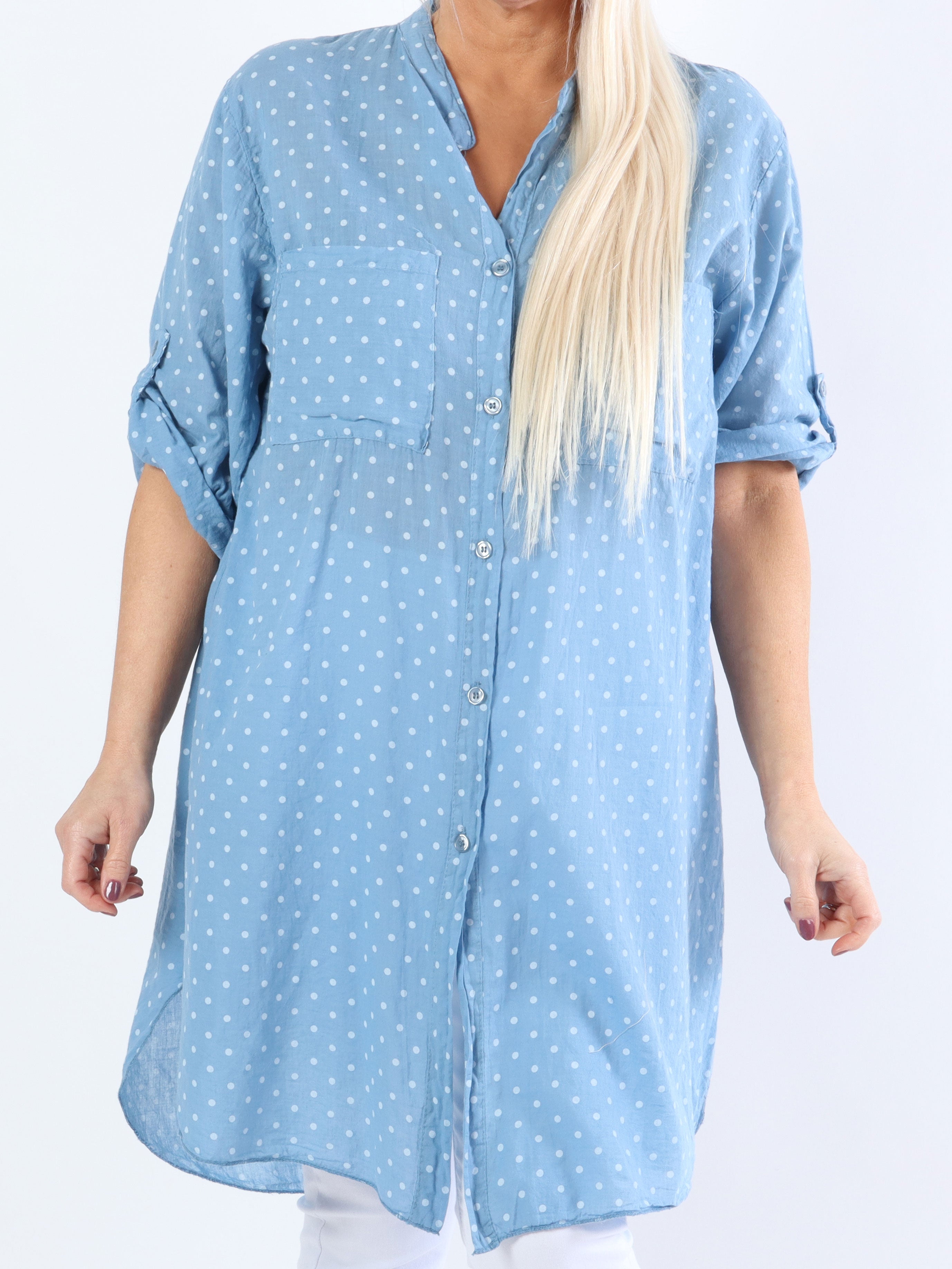 Linda - Plus size skjorta i bomull med små prickar